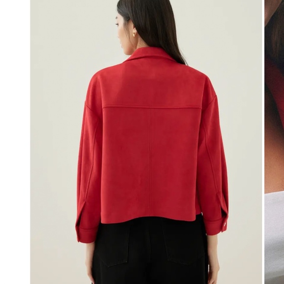 LOVE BONITO 'Atheena' Red Relaxed Suedette Jacket With Silver Buttons NWT - Picture 3 of 5